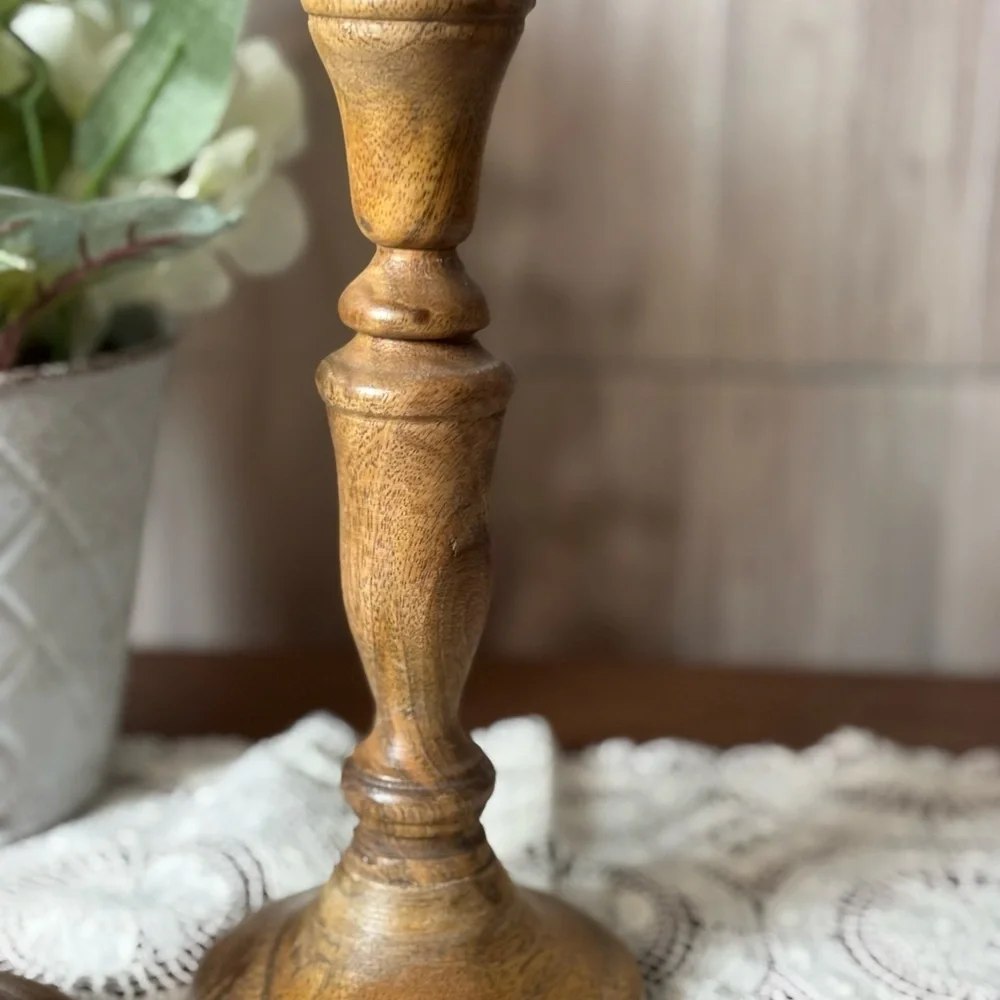 Rustic Wooden Candle Holders - Natural Brown